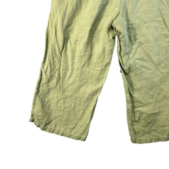 2005 y2k Tommy Hilfiger linen blend wide leg cargo crop pants size 12 roll up - Picture 9 of 16